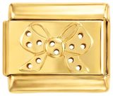 A ADICIONAR - Laço com bolinhas brancas sobre dourado