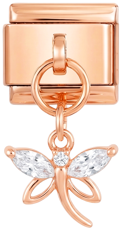 A SER ADICIONADO - Libélula com pedras grandes, em ouro rosa