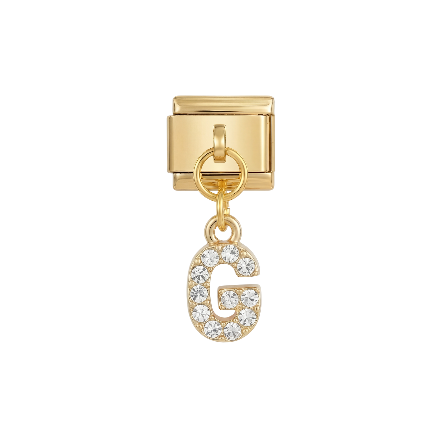 Letter G with stones, Hanging, on Gold