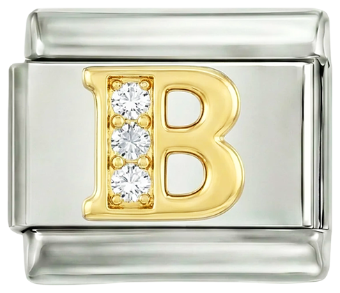 Letter B in Gold with Stones, on Silver - Letter-B-in-gold-with-stones-on-silver.png