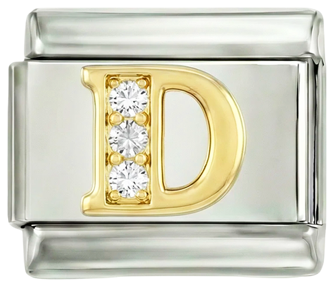 Letter D in Gold with Stones, on Silver - Letter-D-in-gold-with-stones-on-silver.png