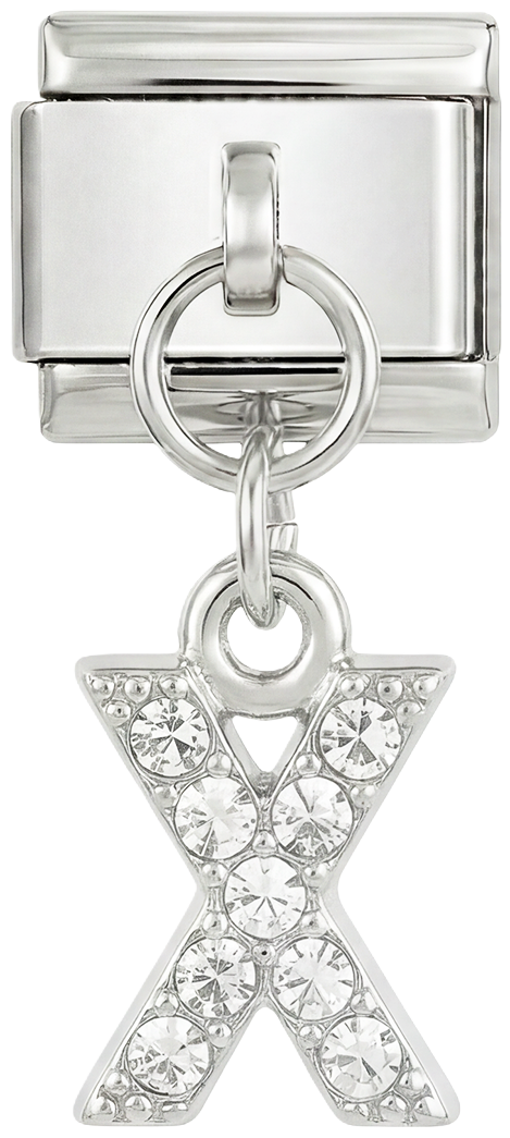 Letter X,with stones Hanging, on Silver - Letter-X-with-stones-hanging-on-silver.png