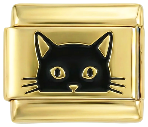 Cara de gato preto em dourado