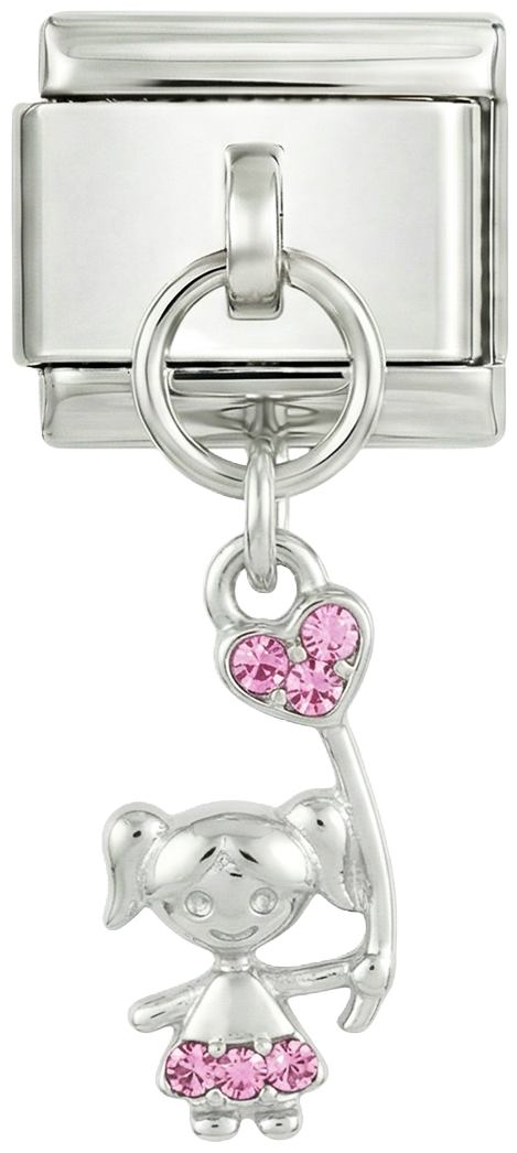 Little Girl and her Heart Balloon with Stones, on Silver - little-girl-and-her-heart-balloon-with-stones-on-silver.png