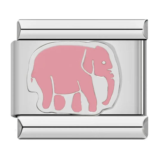 Pink Elephant, on Silver - Charms Official