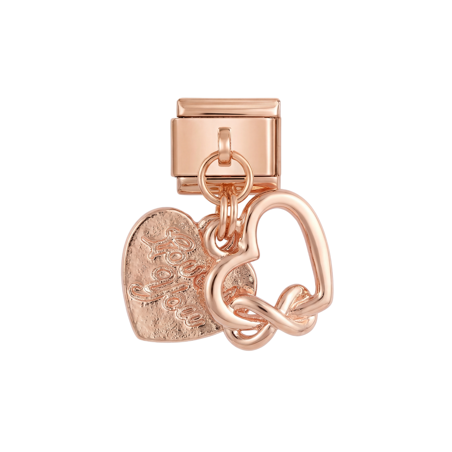 Double Heart Hanging on Rose Gold