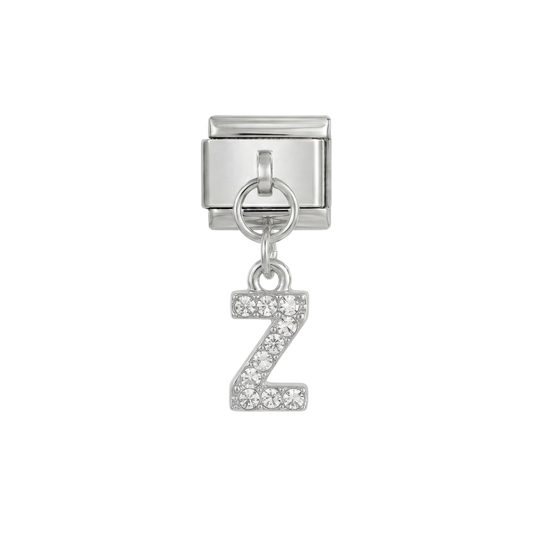 Letter Z with stones, Hanging, on Silver