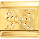 A ADICIONAR - Laço com bolinhas brancas sobre dourado