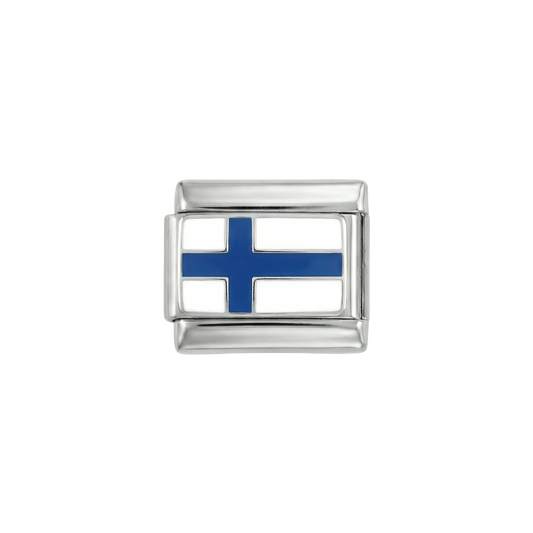 Finland Flag, on Silver