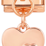 Coração duplo com pedras roxas em ouro rosa