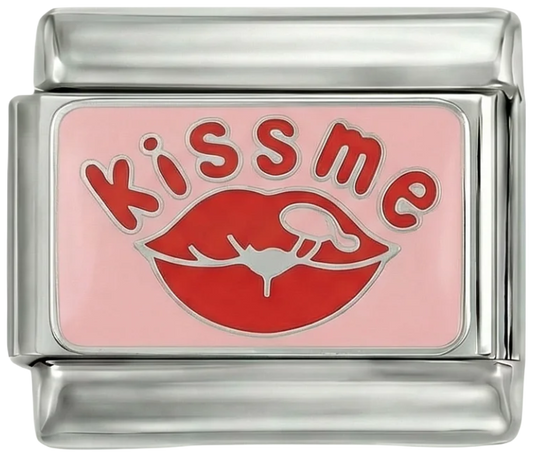Mouth with Luscious Red Lips, Kiss Me, on Silver