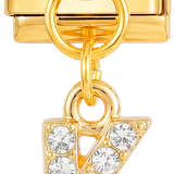 Letter K with stones, Hanging, on Gold - Letter-K-with-stones-hanging-on-gold.png