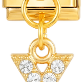Letra X com pedras, pendente, em ouro
