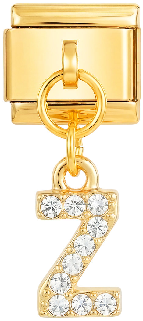 Letter Z  with stones, Hanging, on Gold - Letter-Z-with-stones-hanging-on-gold.png