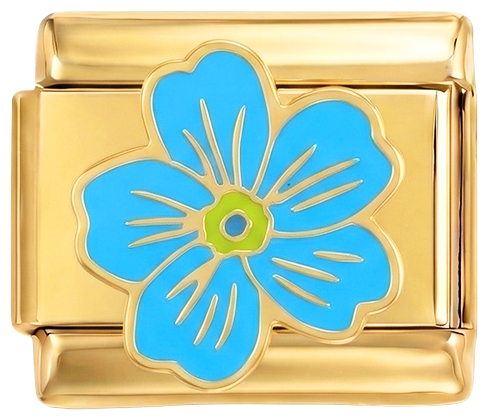 A adicionar - Flor azul claro em dourado