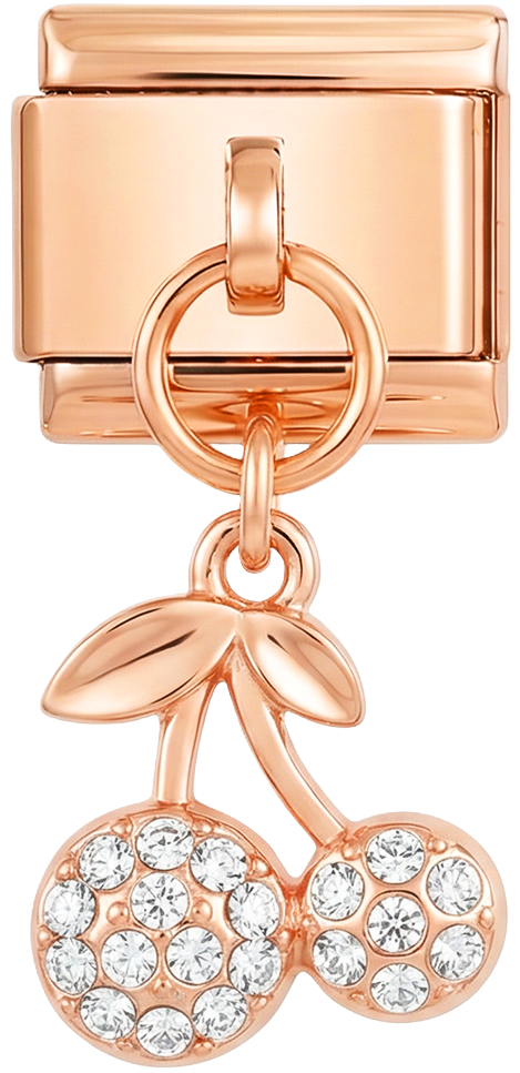 A ADICIONAR - Par de cerejas com pedras, pendentes em ouro rosa