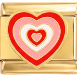 A adicionar - Corações vermelhos e cor-de-rosa em dourado