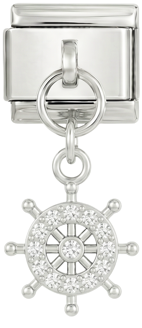 A ADICIONAR - Leme de navio com pedras, em prata