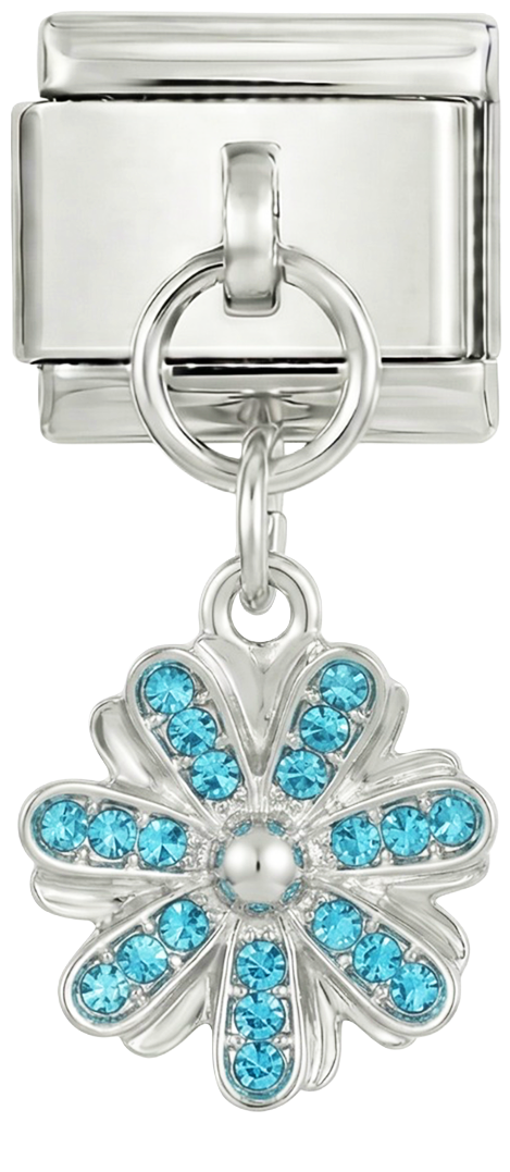 A adicionar - flor turquesa com pedras