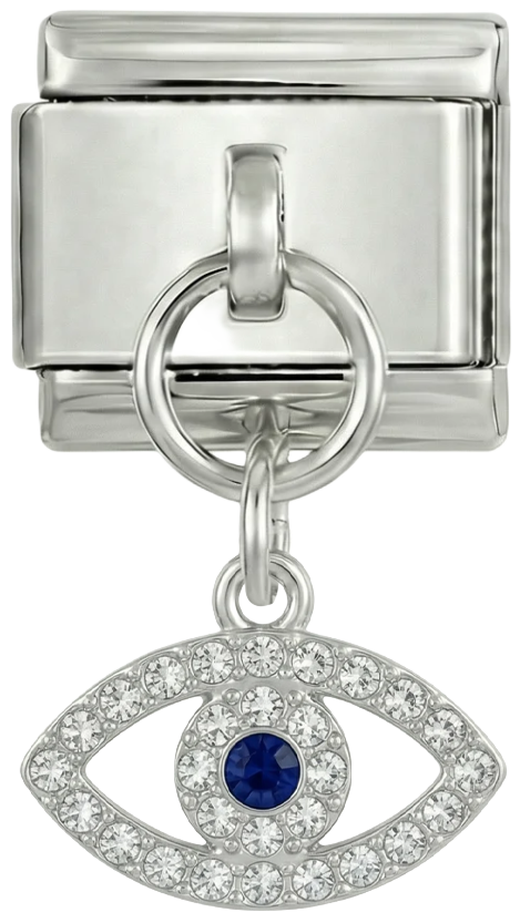 Eye with Blue and White Stones, on Silver - eye-with-blue-and-white-stones-on-silver.png