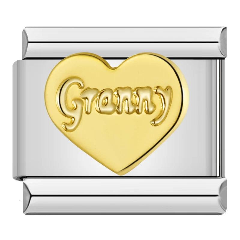 Heart, Love Granny in Gold, on Silver - Charms Official