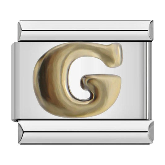 Letter G in Gold, on Silver - Charms Official
