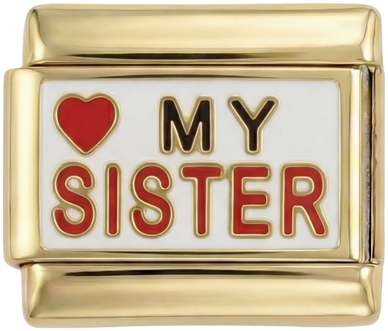 Love My Sister on White Plate on Gold - love-my-sister-on-white-plate-on-gold.png