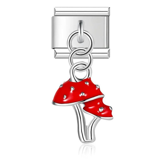 Red Mushrooms, on Silver - Charms Official
